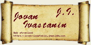 Jovan Ivaštanin vizit kartica